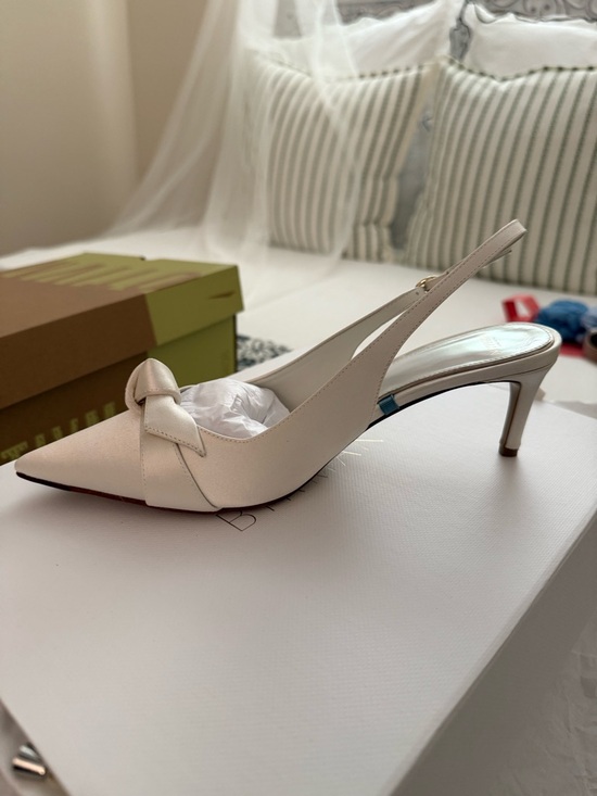 Alexandre Birman Shoes - Classic White Slingback Pointed-Toe Heel